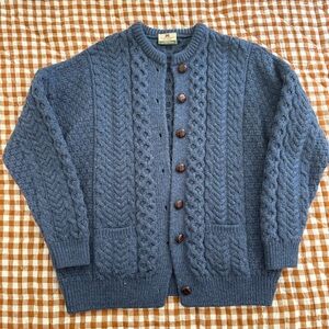 Blue Cable Knit Cardigan